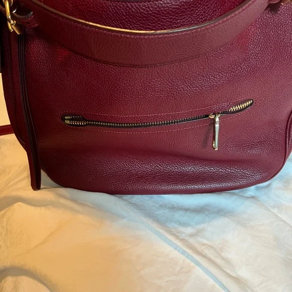 Gently used: Coach Pebble Leather Sutton Hobo, color Deep Red - Picture 6 of 15